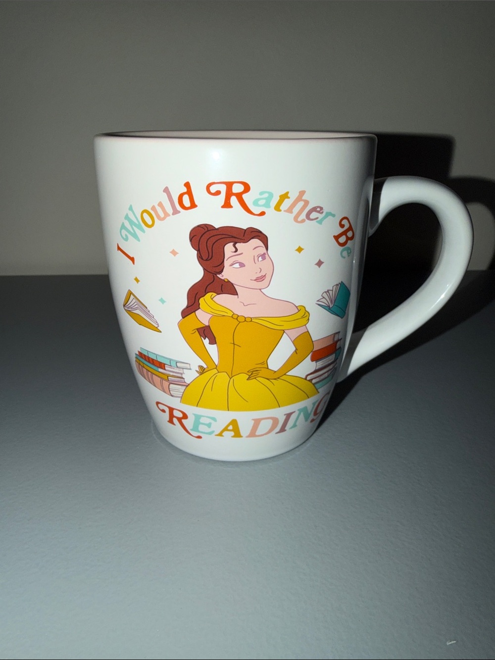 Silver Buffalo Disney Belle I Would Rather Be Reading Ceramic Mug - Yellow